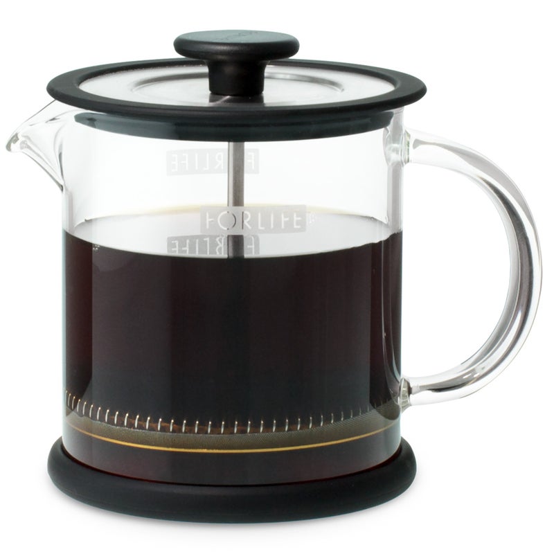 FORLIFE Cafe Style Glass Coffee/Tea Press, 16-Ounce, Black - Image 1